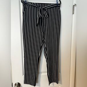 Navy and white striped pants